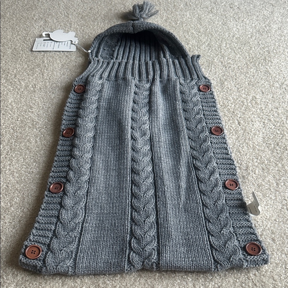 Cozy Gray Knit Baby Sleeping Bag